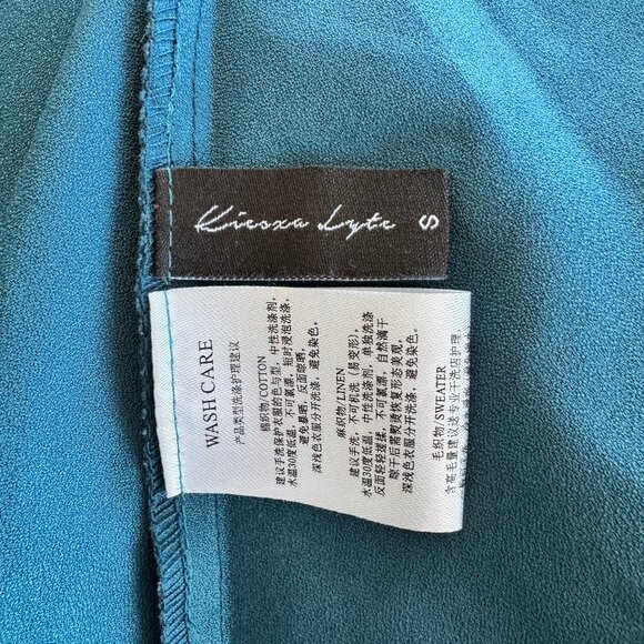 Teal Asymetrical Dress with Lace Up Back Ribbons - S - Picture 10 of 10